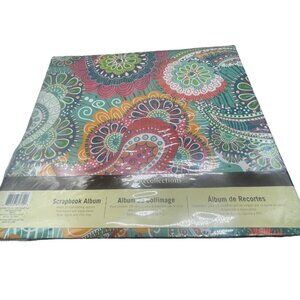 Recollections Scrapbook Album paisley cover green red orange white blue 10 READ